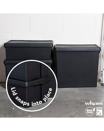 Wham Bam Multisize Heavy Duty Box & Lid Recycled Black 3Pk