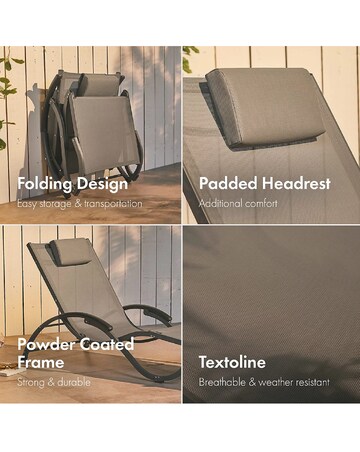 VonHaus Lindos Folding Textoline Adjustable Garden Sun Lounger