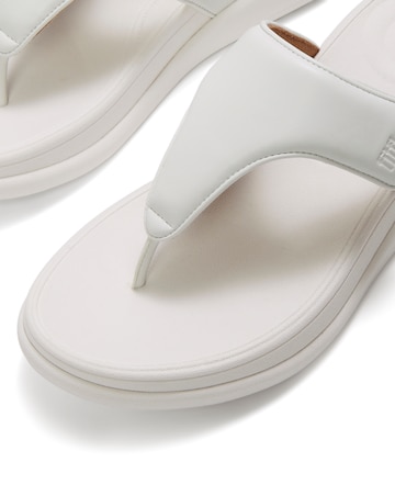 FitFlop White F-Mode Go Adjustable Flatform Toe-Post Sandals - Standard Fit (D)