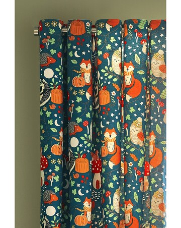 Catherine Lansfield Fox and Woodland Friends Eyelet Curtains Two Panels
