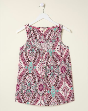 FatFace Flora Cotton Linen Detail Paisley Top