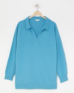Light Blue Rugby Collar Sweatshirt