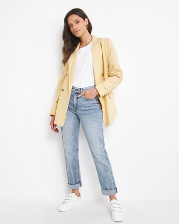 Yellow Linen Double Breasted Blazer
