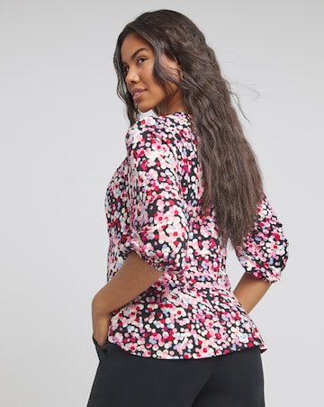 Spot Print Supersoft V Neck Relaxed Top