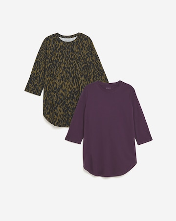 2 Pack Longline Curved Hem 3/4 Sleeve Trial