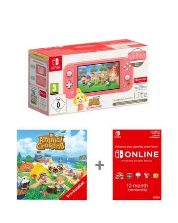 Nintendo Switch Lite Coral Isabelle Aloha Edition & 12 Months Switch Online