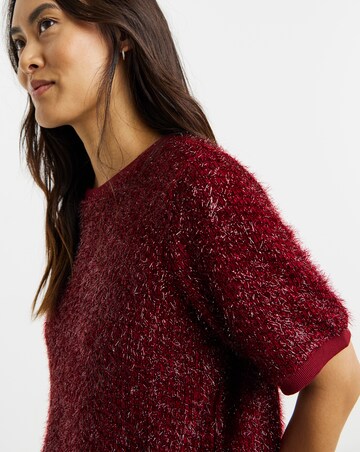 Glitter Knit Short Sleeve Sweatshirt