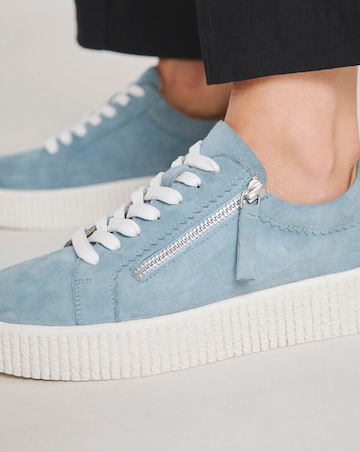 Quincy Side Zip Leather Trainer - Wide Fit (E)