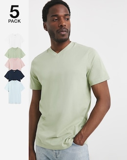 5 Pack Multi V Neck T-Shirts