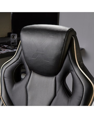 X Rocker Maverick Office Gaming Chair with Lumbar Support- Black & Gold