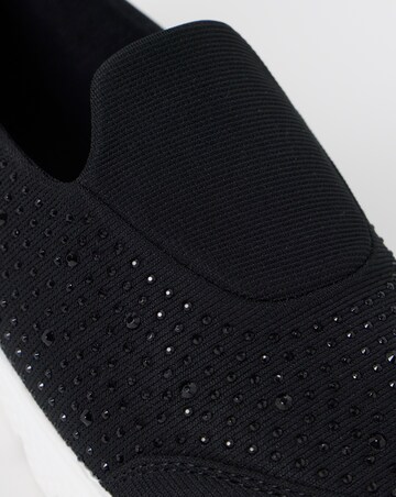 Cushion Walk Black Sparkle Arch Slip-On Trainers - Extra Wide Fit (EEE)