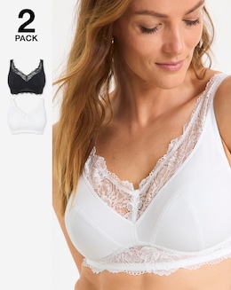Pretty Secrets (2 Pack) New Ella Full Cup Non Wired Bras (B-G) Black/White