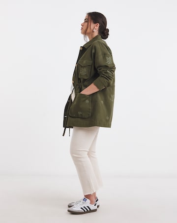 Simply Be Khaki Floral Embroidered Utility Jacket