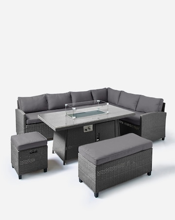 Valencia Corner Dining Set With Firepit Table