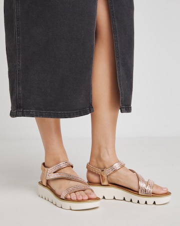 Heavenly Feet Fresco Strappy Glitter Sandals Ex Wide Fit