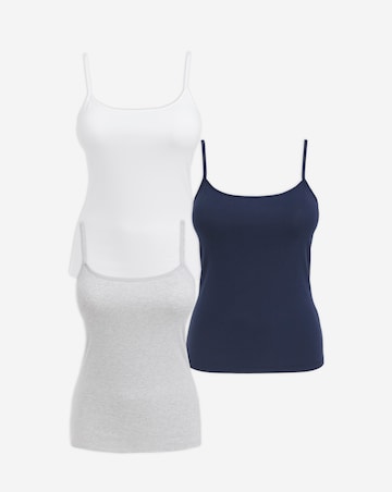 Pretty Secrets (3 Pack) Cotton Vests Grey/White/Navy