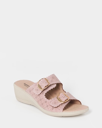 Cushion Walk Pink Buckle Mule Sandals - Extra Wide Fit (EEE)