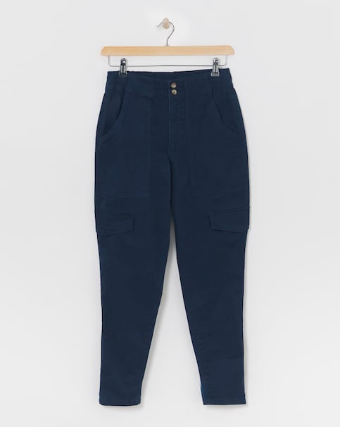 Navy Cotton Tapered Cargo Trouser