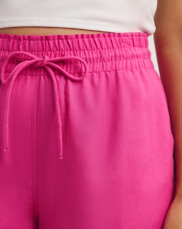 Simply Be Hot Pink Easy Care Linen Mix Tie Waist Short