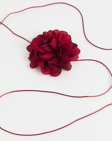 Red Floral Corsage Choker Necklace
