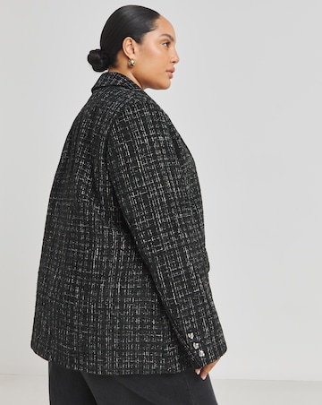 Black Double Breasted Boucle Blazer