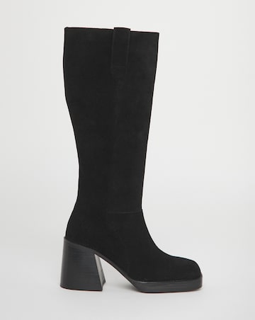 Cloudy Suede Platform Knee High Boots - Wide Fit (E) & Super Curvy Calf