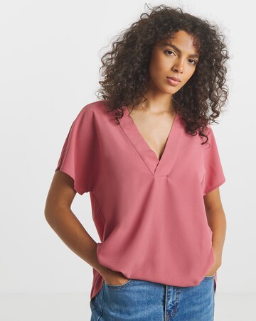 Simply Be Dusty Rose V Neck Boxy Blouse