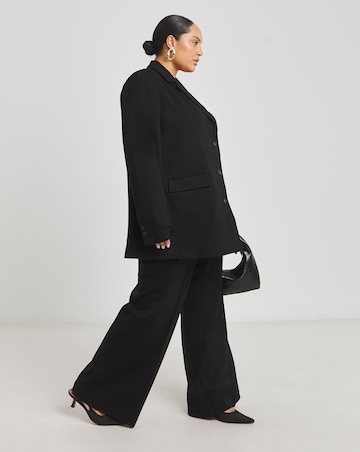 Simply Be Black Premium Ponte Wide Leg Tailored Trousers