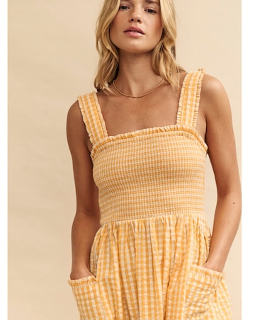Nobody's Child Yellow Gingham Dionne Midi Dress