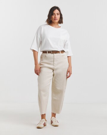 Ecru Cropped Barrel Jeans