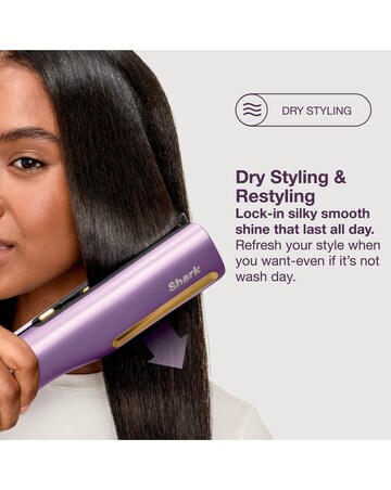 Shark SilkiPro Straight Hair Straightener + Dryer in One Tool HT401UKPU Purple