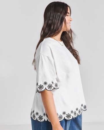 Simply Be White Cut Work T-Shirt