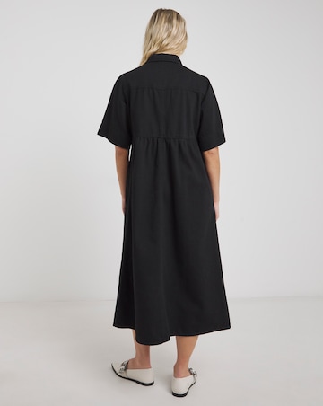 Simply Be Black Half Sleeve Denim Midaxi Dress