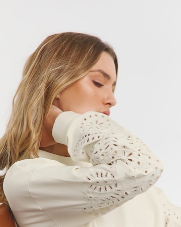 Simply Be Ecru Cut Work Sleeve Sweatshirt