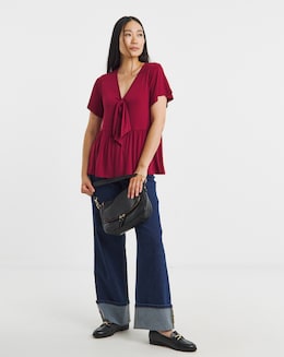 V-Neck Bow Front Top