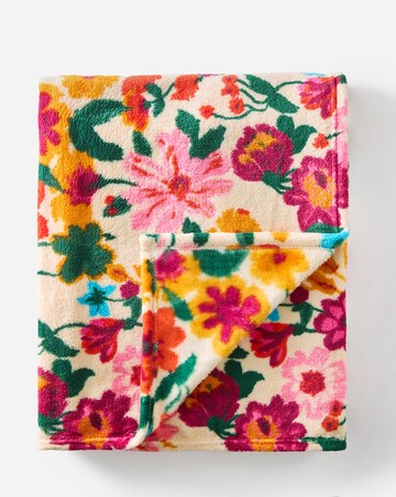 Gardenia Floral Printed Fleece Throw