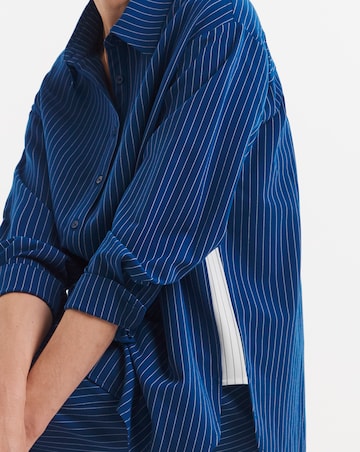 Stripe Twill Oversized Long Sleeve Shirt