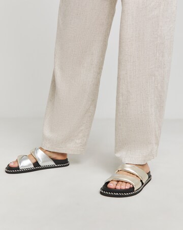 Simply Be Mica Soft Twist Leather Footbed Sandals - Extra Wide Fit (EEE)