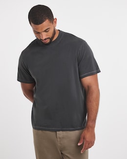 Garment Dyed Relaxed Fit T-Shirt- Black
