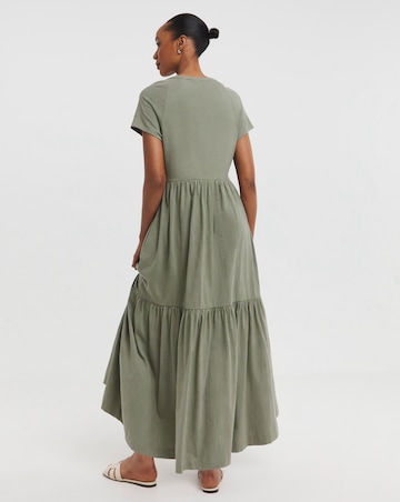 Notch Neck Jersey Smock Dress