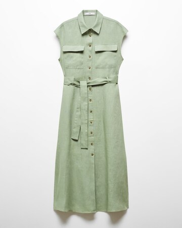 Mango Linen Tie Waist Dress
