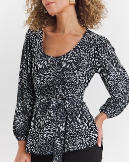 Multi Tie Waist Printed Top
