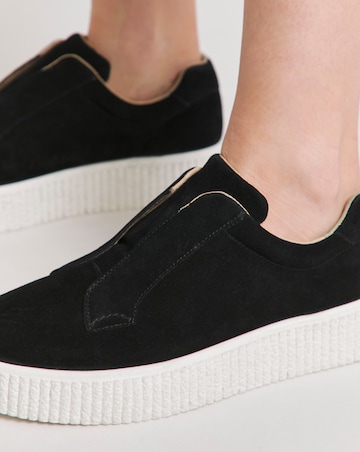 Monique Leather Lace Free Slip on Chunky Trainers - Wide Fit (E)