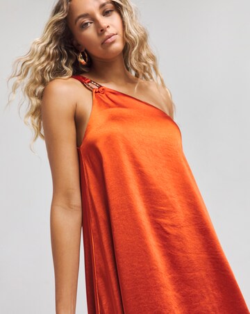 Simply Be Burnt Orange Satin One Shoulder Maxi Dress