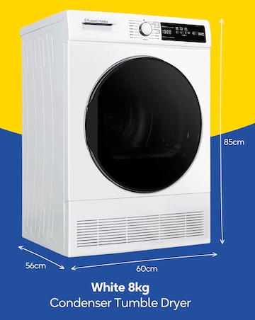 Russell Hobbs RH8CTD111W, 8kg, Condenser Tumble Dryer - White