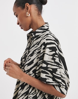 Womens Oversized Blouse - Abstract Zebra