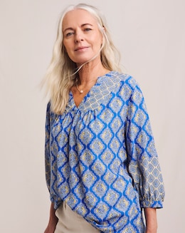 Julipa Mix Print Notch Neck Blouse