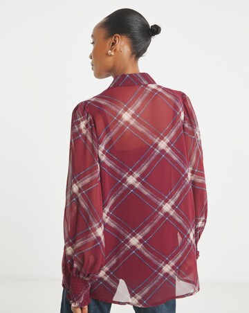 Printed Georgette Volume Sleeve Shirred Cuff Shirt