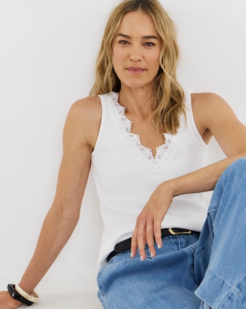 V-Neck Lace Trim Vest