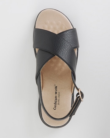 Cushion Walk Black Crossover Sandal -Wide Fit (E)